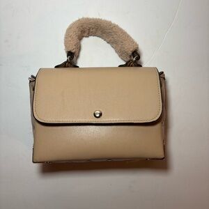 Women’s Tan purse with faux fur handle